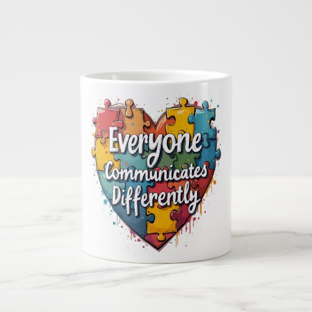 Everyone Communicates Differently Large Coffee Mug (Front)