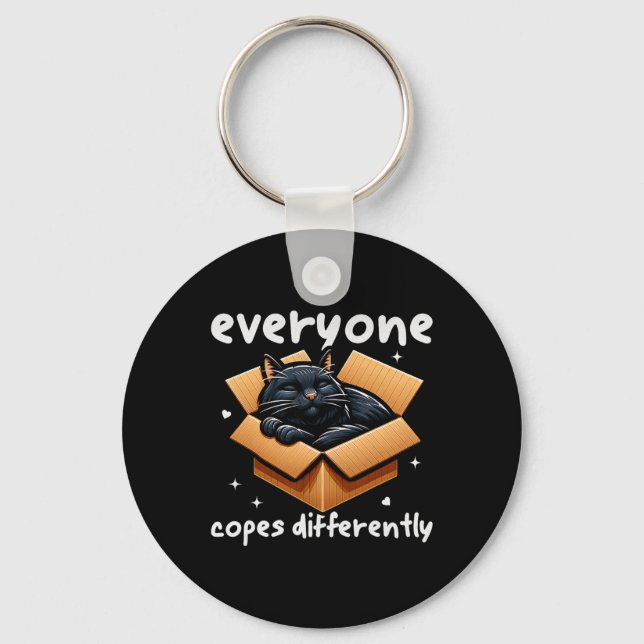 Everyone Copes Differently Cat Napping Funny Menta Key Ring (Front)