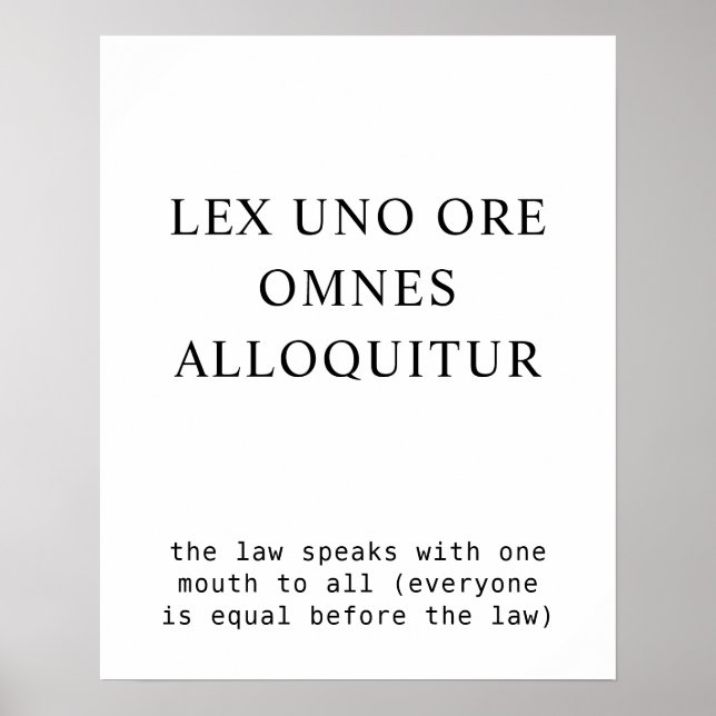 Everyone Equal Before The Law Latin Quote Poster (Front)