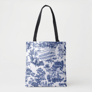 Everyone In Harmony Toile de Jouy (indigo ink) Tote Bag