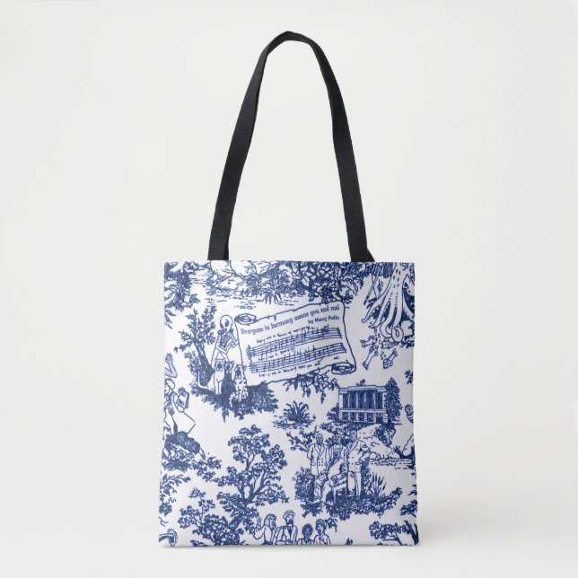 Everyone In Harmony Toile de Jouy (indigo ink) Tote Bag (Front)