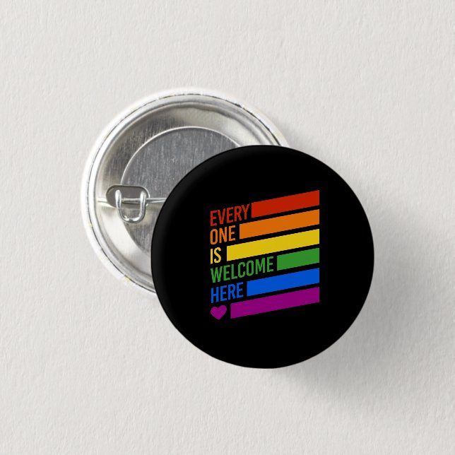 Everyone is Welcome Here 3 Cm Round Badge (Front & Back)