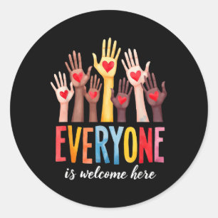 Everyone Is Welcome Here Equality Idaho Teacher Lg Classic Round Sticker