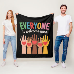 Everyone Is Welcome Here Fleece Blanket