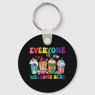Everyone Is Welcome Here Funny Teacher Lgbtq Coffe Key Ring