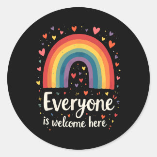 Everyone Is Welcome Here Idaho Educator Pride Rain Classic Round Sticker