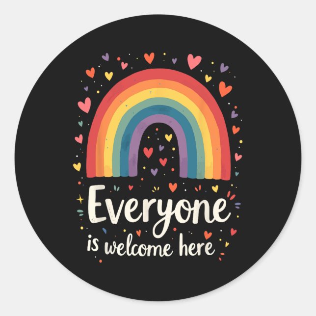 Everyone Is Welcome Here Idaho Educator Pride Rain Classic Round Sticker (Front)
