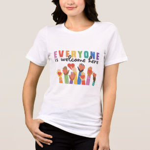 Everyone Is Welcome Here Idaho Teacher 25 Tri-Blend Shirt