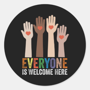 Everyone Is Welcome Here Idaho Teacher 54 Classic Round Sticker