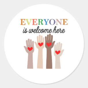 Everyone Is Welcome Here Idaho Teacher 88 Classic Round Sticker