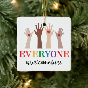 Everyone Is Welcome Here Idaho Teacher Ceramic Ornament