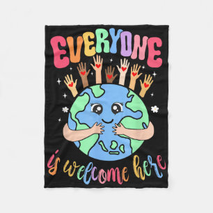 Everyone Is Welcome Here Idaho Teacher Earth  Fleece Blanket