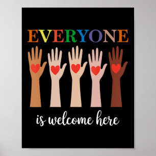 Everyone Is Welcome Here Idaho Teacher Fist Hand S Poster