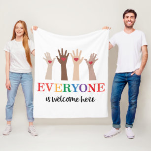 Everyone Is Welcome Here Idaho Teacher Fleece Blanket