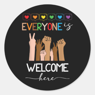 Everyone Is Welcome Here Idaho Teacher For Men Wom Classic Round Sticker