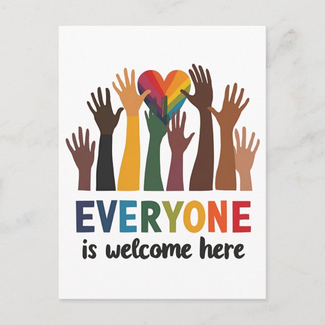 Everyone Is Welcome Here Idaho Teacher Holiday Postcard (Front)