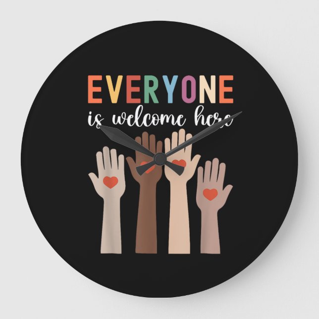 Everyone Is Welcome Here Idaho Teacher Large Clock (Front)