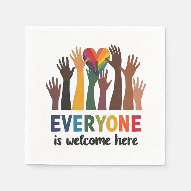 Everyone Is Welcome Here Idaho Teacher Napkin (Front)