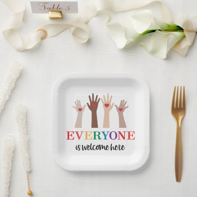 Everyone Is Welcome Here Idaho Teacher Paper Plate (Wedding)