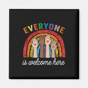 Everyone Is Welcome Here Idaho Teacher Rainbow Vin Magnet