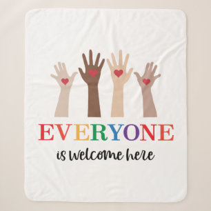 Everyone Is Welcome Here Idaho Teacher Sherpa Blanket