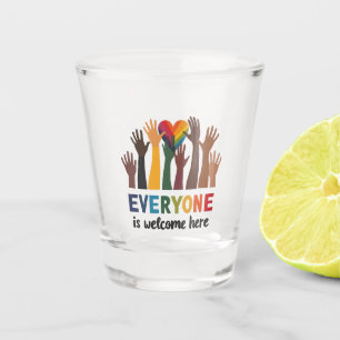 Everyone Is Welcome Here Idaho Teacher Shot Glass