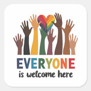 Everyone Is Welcome Here Idaho Teacher Square Sticker