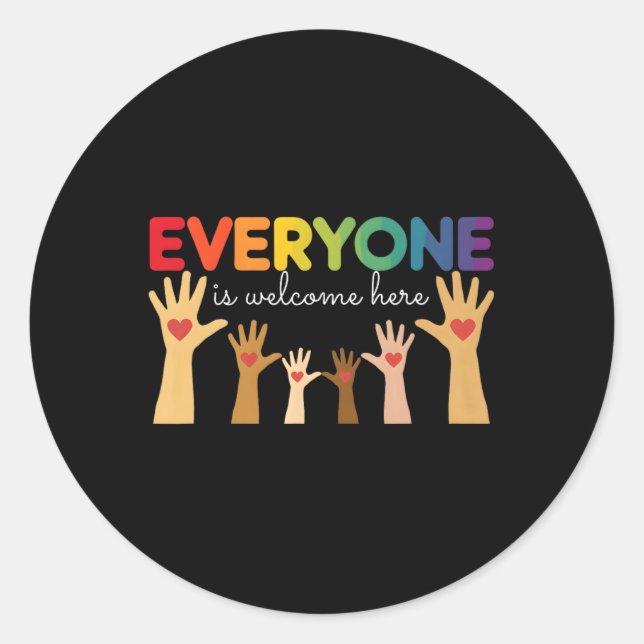 Everyone Is Welcome Here Idaho Teacher Support 1  Classic Round Sticker (Front)