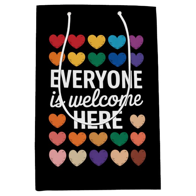 Everyone Is Welcome Here LGBTQ Medium Gift Bag (Front)