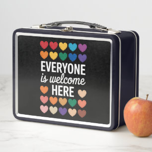 Everyone Is Welcome Here LGBTQ Metal Lunch Box