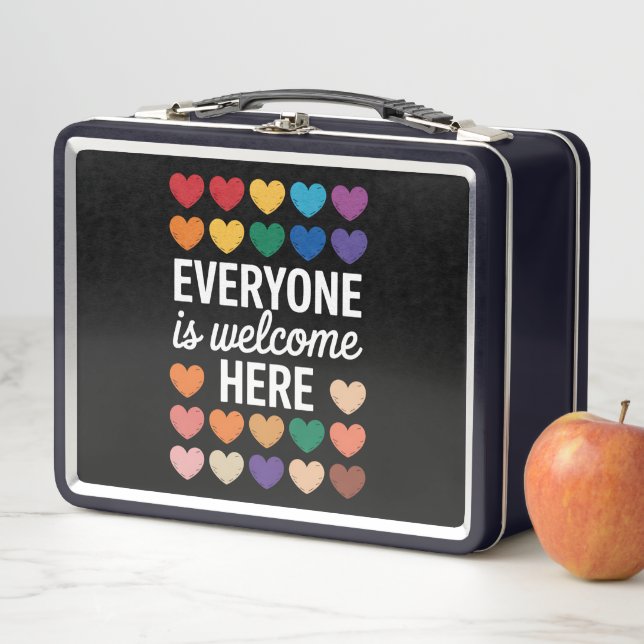 Everyone Is Welcome Here LGBTQ Metal Lunch Box (In Situ)