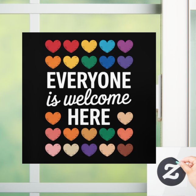 Everyone Is Welcome Here LGBTQ Window Cling (Home)