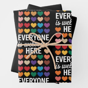 Everyone Is Welcome Here LGBTQ Wrapping Paper Sheet