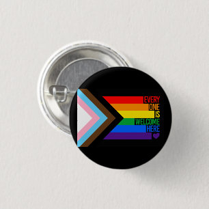 Everyone is Welcome Here (Progress Pride) Flag 3 Cm Round Badge
