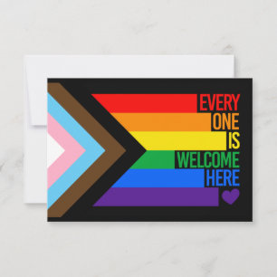 Everyone is Welcome Here (Progress Pride) Flag Invitation