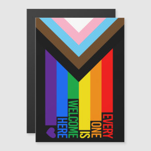 Everyone is Welcome Here (Progress Pride) Flag Magnetic Invitation