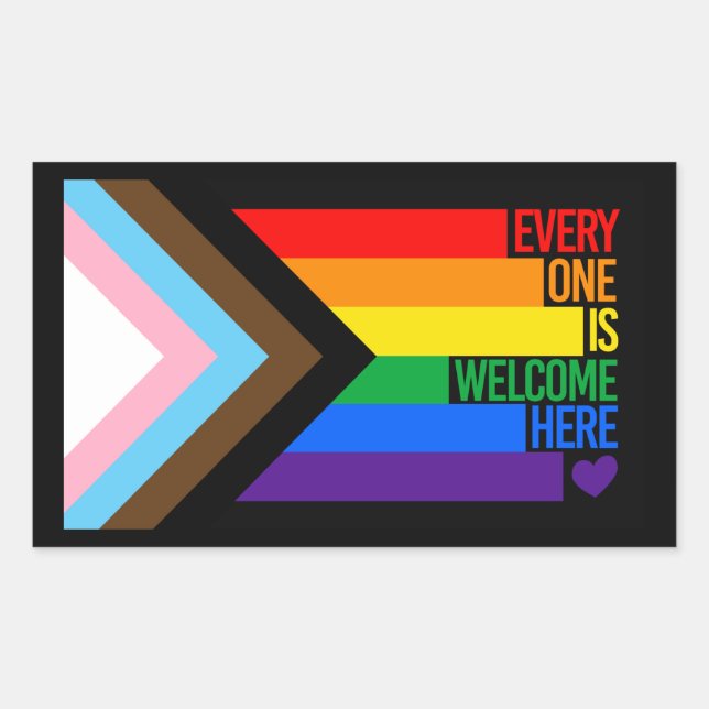 Everyone is Welcome Here (Progress Pride) Flag Rectangular Sticker (Front)