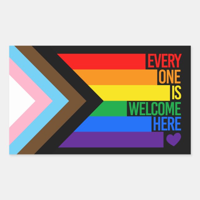 Everyone is Welcome Here (Progress Pride) Flag Rectangular Sticker (Front)