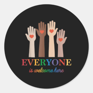 Everyone Is Welcome Here Rainbow 2  Classic Round Sticker