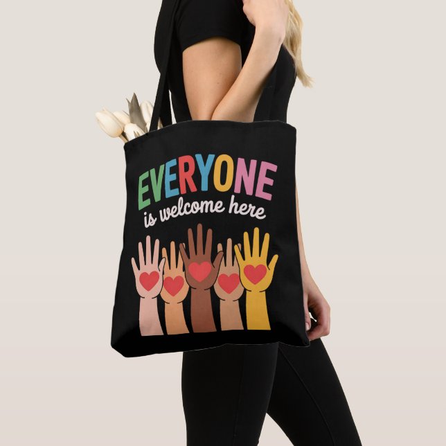 Everyone Is Welcome Here Tote Bag (Close Up)