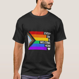Everyone Is Welcome Here Trans Gay Lgbtq Rainbow P T-Shirt