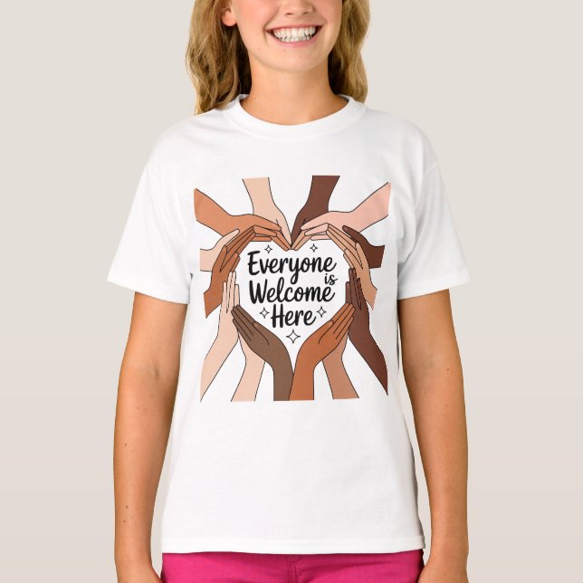 Everyone Is Welcome Here - Unity & Diversity T-Shirt (Front)