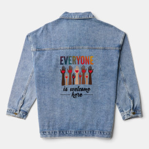 Everyone Is Welcome Here - USA Diversity & Unity Denim Jacket