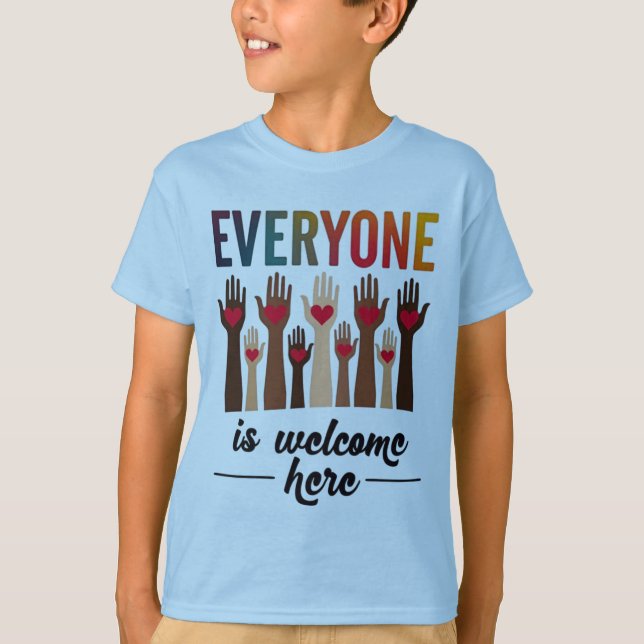 Everyone Is Welcome Here - USA Diversity & Unity T-Shirt (Front)