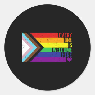 Everyone Is Welcome To Trans Gay Lgbtq Rainbow Pri Classic Round Sticker