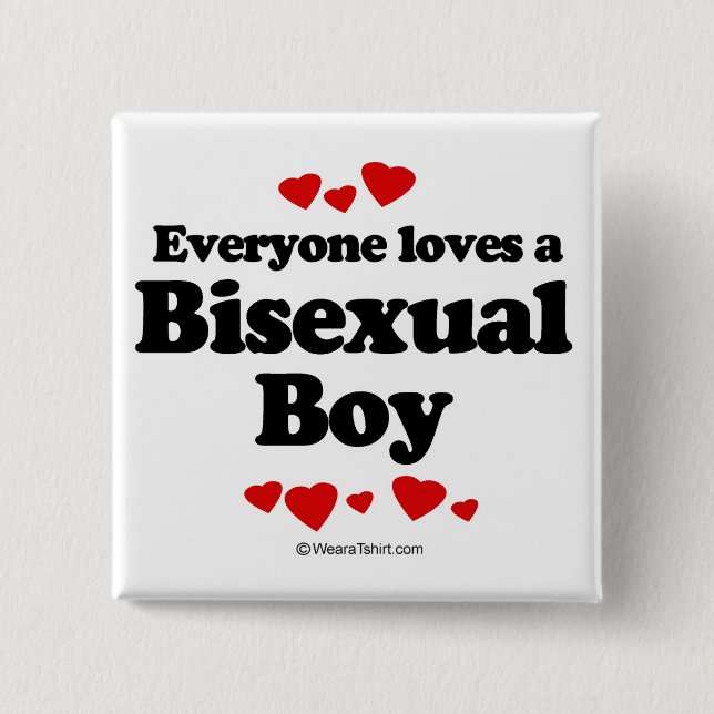 Everyone loves a bisexual 15 cm square badge (Front)
