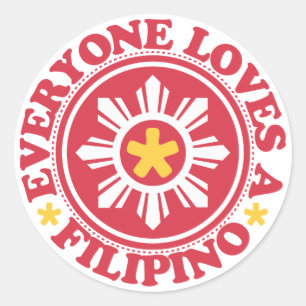 Everyone Loves a Filipino - Red Classic Round Sticker