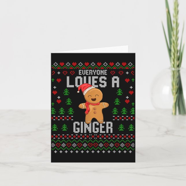 Everyone Loves A Ginger Red Hair Ugly Christmas Gi Card (Front)