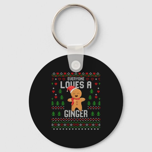 Everyone Loves A Ginger Red Hair Ugly Christmas Gi Key Ring (Front)