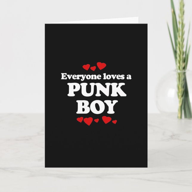 Everyone Loves a Punk Boy T-shirt Holiday Card (Front)